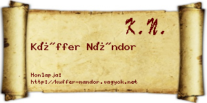 Küffer Nándor névjegykártya